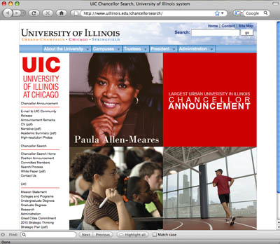 University of Illinois: UIC Chancellor search